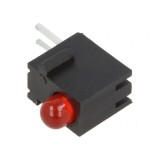 LED 3mm &icirc;n Carcasă - 1 Diode Roșie, 20mA, Lentilă Difuză 45&deg;