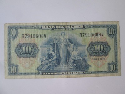 Republica Federala Germania/R.F.G. 10 Mark 1949,bancnota din imagini foto