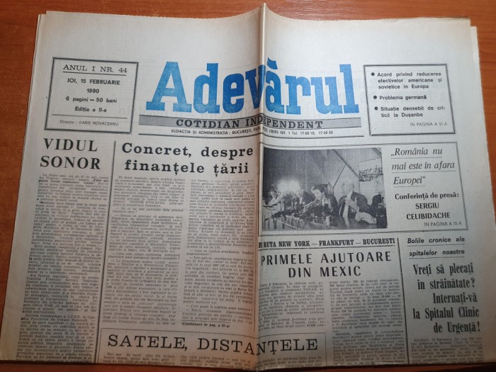 ziarul adevarul 15 februarie 1990-articol despre tudor arghezi
