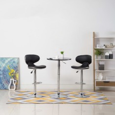 vidaXL Scaune de bar, 2 buc., negru, piele ecologică