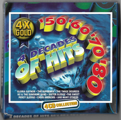 Box cu 4 CD, CD4 Decades Of Hits: &amp;#039;50 &amp;#039;60 &amp;#039;70 &amp;#039;80, original foto