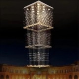 Candelabru Cristal LED 80W PALATINA Auriu, Diametru 50cm, Inaltime 200cm, Model Scara