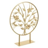 Decoratiune Metalică Circulară cu Flori și Pasări 3D &icirc;n Aurie, CMCLASS
