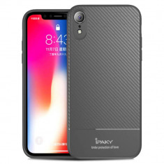 Husa Carbon Fiber iPhone XR, Ipaky Gri