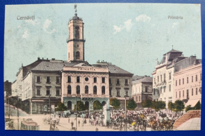 Bucovina - aprox. 1925 - Cernauti - Primaria - printata, color, necirculata, foarte animata, editata de Epstein &amp; Beiser
