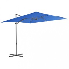vidaXL Umbrelă &icirc;n consolă, st&acirc;lp din oțel, albastru azur, 250x250 cm