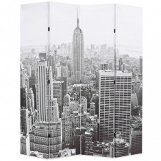 Paravan camera pliabil, 160x170 cm, New York pe zi, alb/negru foto