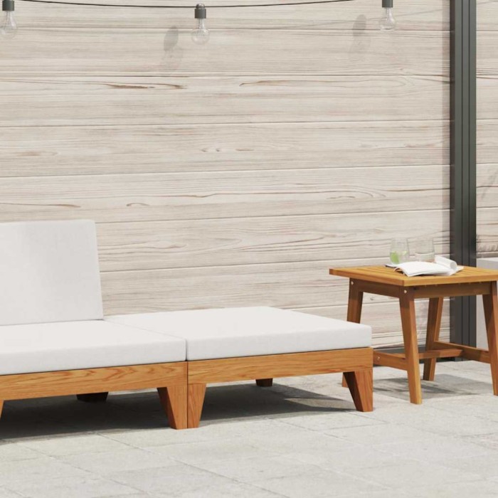 vidaXL Taburet modular, cu pernă alb crem, lemn masiv de acacia