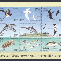 Maldive - Fauna Marina - PESTI,PASARI,DELFINI - BL - MNH