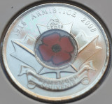 Monedă 25 cents 2008 Canada, Armistice Day, unc, color, km#775, America de Nord