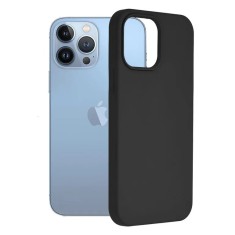 Husa iPhone 13 Pro Max Silicon Negru Slim Mat cu Microfibra SoftEdge