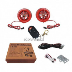 Alarma pentru Motocicleta cu Sistem Audio, Radio, MP3, USB si SD YW888 foto