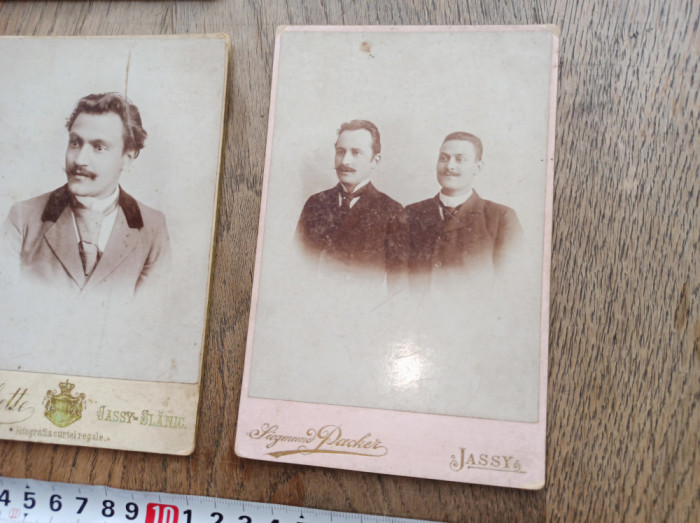 FOTOGRAFII FANCHETTE , IASI-SLANIC + S.PACKER ,3 FOTO CABINETE, CCA 1880-1890