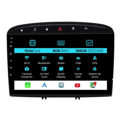 Navigatie Dedicata Peugeot 308 408 (2008-2013), 9Inch, 8Gb Ram, 256Gb Stocare, Carplay foto
