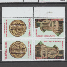 ROMANIA 2001 Palatul Postelor 100 ani-2 serii (tete-beche) LP.1575a MNH**