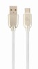 CABLU alimentare si date GEMBIRD, pt. smartphone, USB 2.0 (T) la USB 2.0 Type-C (T), 2m, premium, cablu din cauciuc, alb, conectori argintii, &quot;CC-USB2
