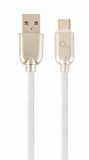 CABLU alimentare si date GEMBIRD, pt. smartphone, USB 2.0 (T) la USB 2.0 Type-C (T), 2m, premium, cablu din cauciuc, alb, conectori argintii, &quot;CC-USB2
