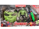 Set Hulk cu figurina masca si lansator cu sageti din cauciuc si burete