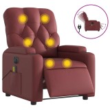 Cumpara ieftin Fotoliu de masaj electric rabatabil, rosu vin, piele ecologica
