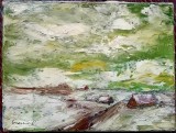 Peisaj de iarna - semnat Ionescu D., Peisaje, Ulei, Altul