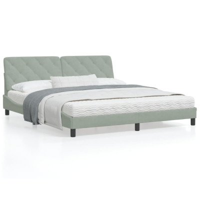 vidaXL Cadru de pat cu tăblie, gri deschis, 180x200 cm, catifea foto