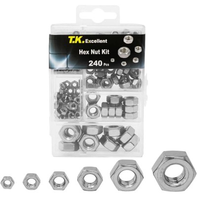 Set 240 piulite M3-M10, metal, argintiu foto