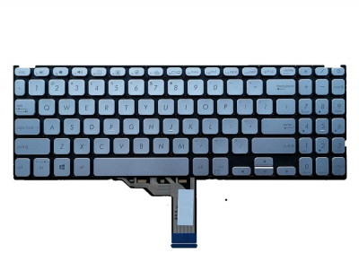 Tastatura Laptop, Asus, VivoBook X515DA, X515EA, X515EP, X515FA, X515JA, X515JF, X515JP, X515KA, X515MA, X515UA, iluminata, argintie, layout US foto