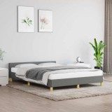 VidaXL Cadru de pat fără saltea, gri &icirc;nchis, 140x190 cm, textil