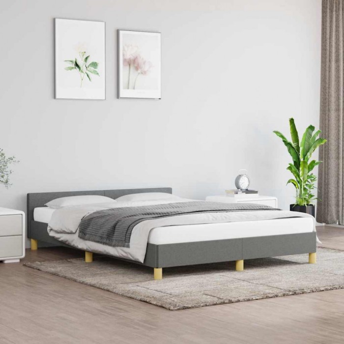 vidaXL Cadru de pat fără saltea, gri &icirc;nchis, 140x190 cm, textil 347408