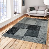 Covor Premium Belgian Model Valencia 22221-356, Marime 80 x 150 cm, Gri, Antialergic, Polipropilena, Living, Dormitor, Sufragerie, Birou