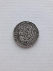 ROMANIA - 2 Lei 1900 Argint . Moneda mai raruta foto