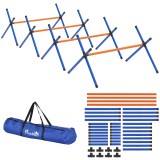 PawHut Set Agility pentru c&acirc;ini, echipament Agility 4 piese cu obstacole, geantă de transport, set reglabil de antrenament pentru c&acirc;ini mici | Aosom R