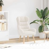 Fotoliu Relaxant Crem VidaXL, Material Lana, Picioare Lemn, Design Ergonomic, Rezistent Pete, Interior, 100kg
