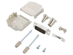 Conector D-Sub 15-Pini Tată Drept Lipire pe Cablu Gold Flash UNC 4-40 foto