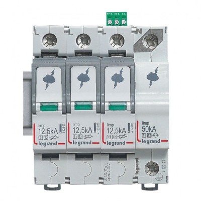 Descarcator supratensiune SPD T1+T2 12,5kA 3P+N dreapta Legrand 412277 foto