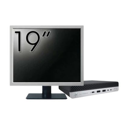 Pachet Calculator Second Hand HP EliteDesk 800 G5 Mini PC, Intel Core i5-9500T 2.20 - 3.70GHz, 8GB DDR4, 256GB SSD + Monitor 19&amp;amp;quot; NewTechnology Me foto
