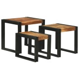 vidaXL Set de mese de năsturei - 3 din lemn solid de acacia