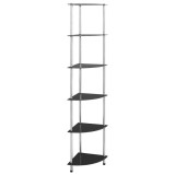 Cumpara ieftin Raft cu 6 niveluri, negru, 30 x 30 x 160 cm, sticla securizata
