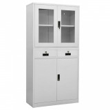 vidaXL Dulap de birou gri deschis 90x40x180 cm oțel/sticlă securizată 336422