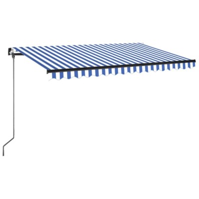 Copertina retractabila manual, albastru si alb, 400x350 cm foto