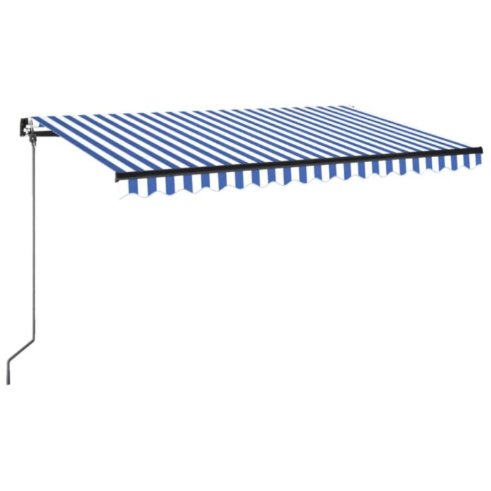Copertina retractabila manual, albastru si alb, 400x350 cm