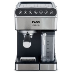 Espressor de cafea Zass ZEM 10, Presiune 16 bari, Putere 1350W, Rezervor apa 1,8L, Rezervor lapte 0,5L, Functioneaza cu cafea macinata si tip ESE, pan