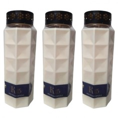 Set 3 Candele 14 zile Premium cu Capac K15 3x336H Albe HRL foto