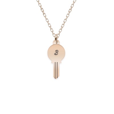 Key - Colier personalizat cheita cu litera din argint 925 placat cu aur roz foto