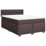 Cumpara ieftin Pat continental cu saltea, maro inchis, 140x200 cm, textil
