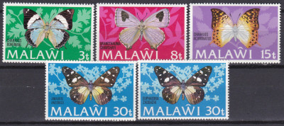 DB1 Fauna Fluturi 1973 Malawi 5 v. 4 + 1 EROARE MNH foto