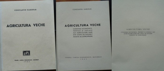 Constantin Garofild , Agricultura veche , 1943 , editia 1 in stare exceptionala