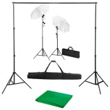 Kit studio foto cu fundal, lampi si umbrele