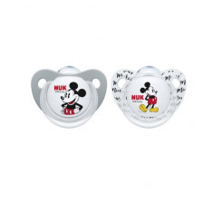 Set 2 suzete ortodontice din silicon 6-18 luni Nuk Mickey Mouse 736205G, Multicolor foto