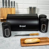 Set cutie paine si 3 recipiente rotunde, oțel, negru, Klausberg